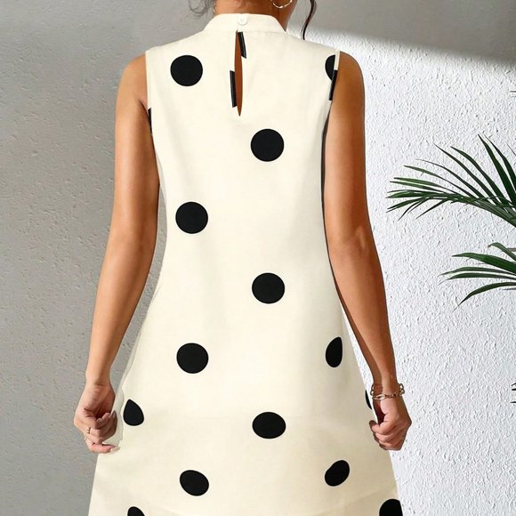 Apricot Boho Womens Polka Dot Print Sleeveless Dress - Picture 3 of 5